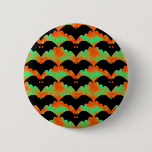 Bats And Bows Orange Green 6 Cm Round Badge