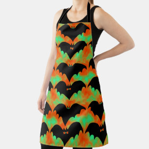 Bats And Bows Orange Green Apron
