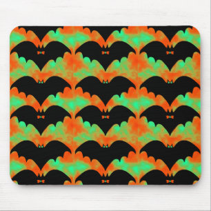 Bats And Bows Orange Green Mouse Pad