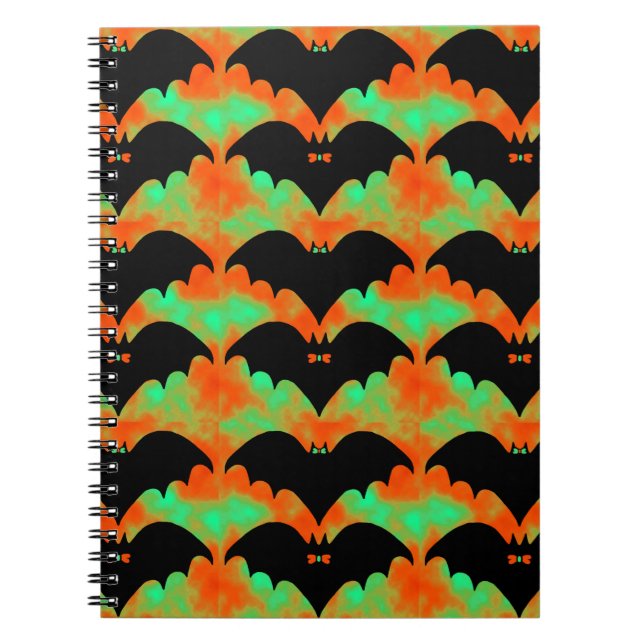 Bats And Bows Orange Green Notebook (Front)