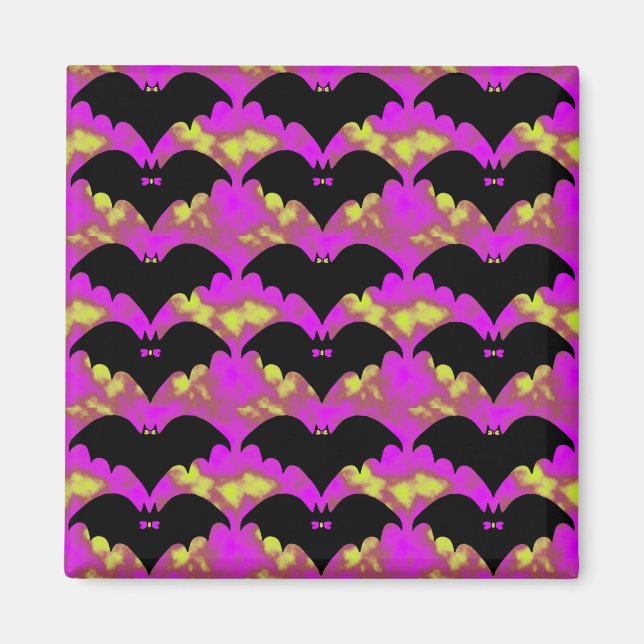 Bats And Bows Pink Yellow Magnet (Front)