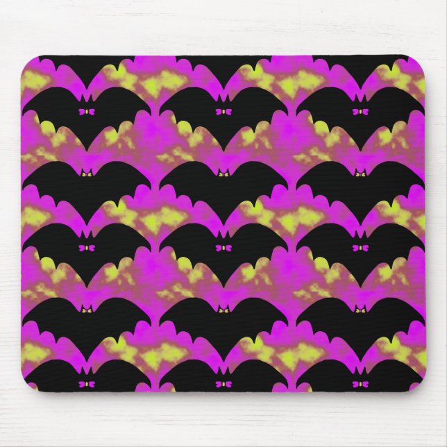 Bats And Bows Pink Yellow Mouse Pad (Front)