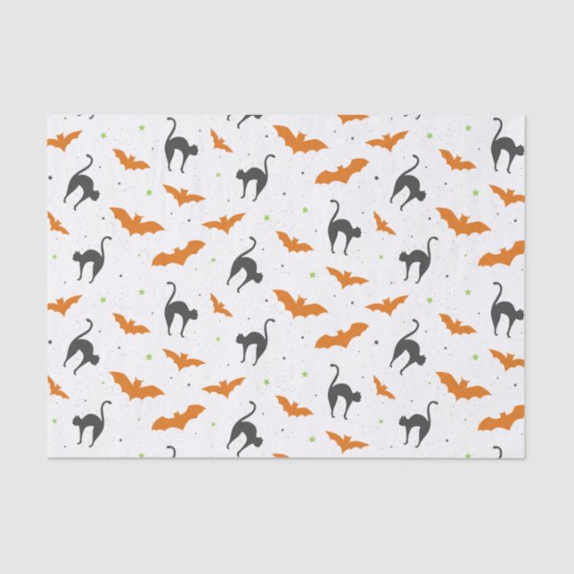 Bats and Cats Halloween Tissue Paper (Front)