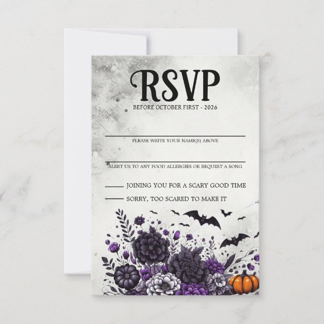 Bats and Flowers RSVP Card (Front)