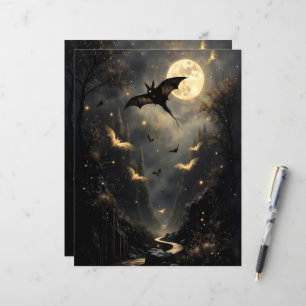 Bats and Full Moon Halloween Scrapbook Paper