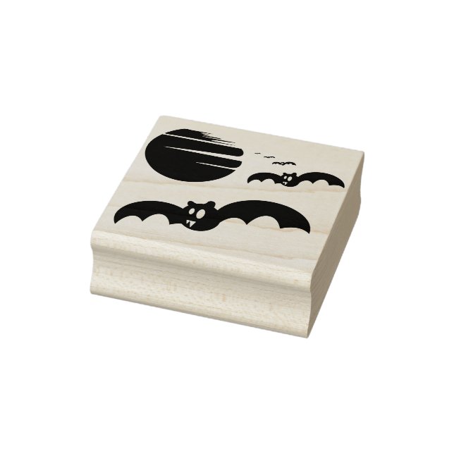 Bats and moon silhouette art stamp (Stamp)