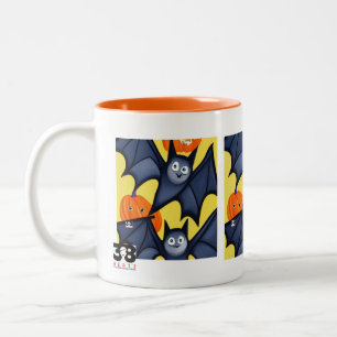 Bats and Pumpkins Two-Tone Coffee Mug
