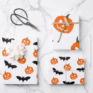 Bats and Pumpkins Wrapping Paper Sheet