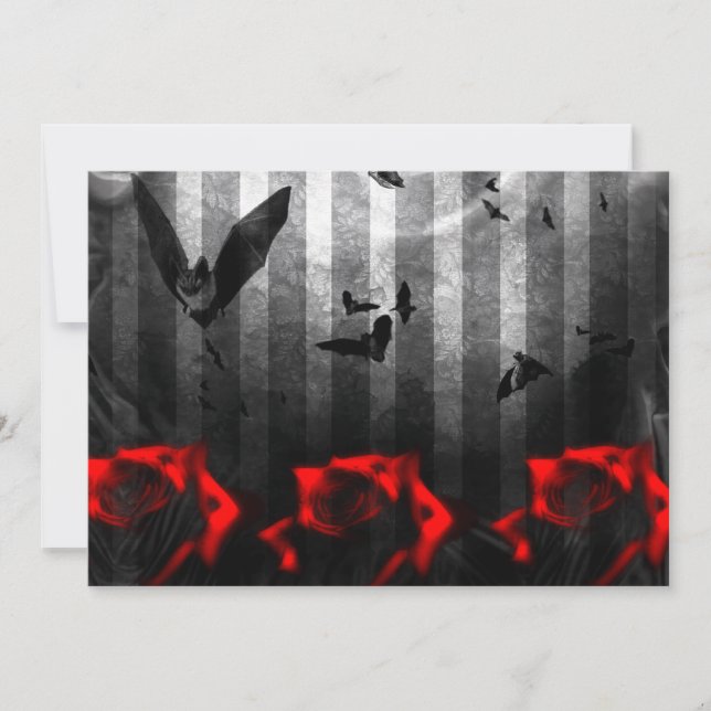 Bats and Roses Goth Invitation (Front)