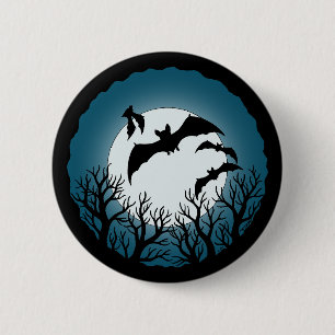 Bats and Trees Against the Moon 6 Cm Round Badge