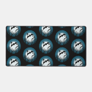 Bats and Trees Against the Moon Desk Mat
