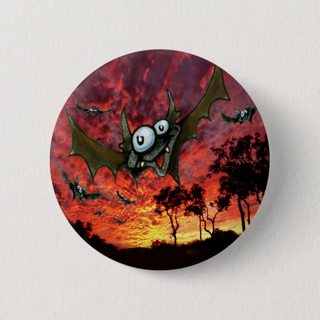 Bats at Sunset 6 Cm Round Badge (Front)