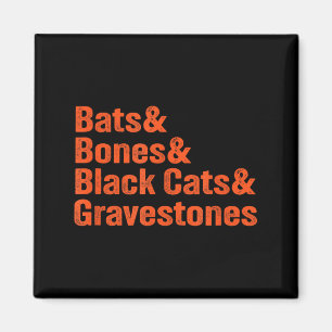 Bats Bones Black Cats Gravestones Halloween List Magnet
