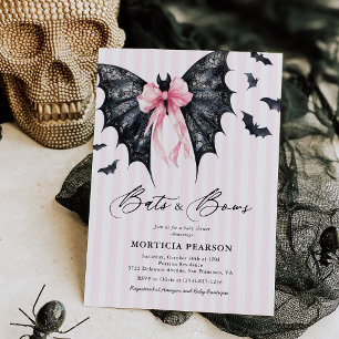 Bats & Bows Halloween Baby Shower Invitation