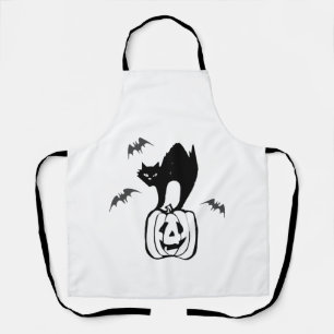 bats cat pumpkin halloween apron
