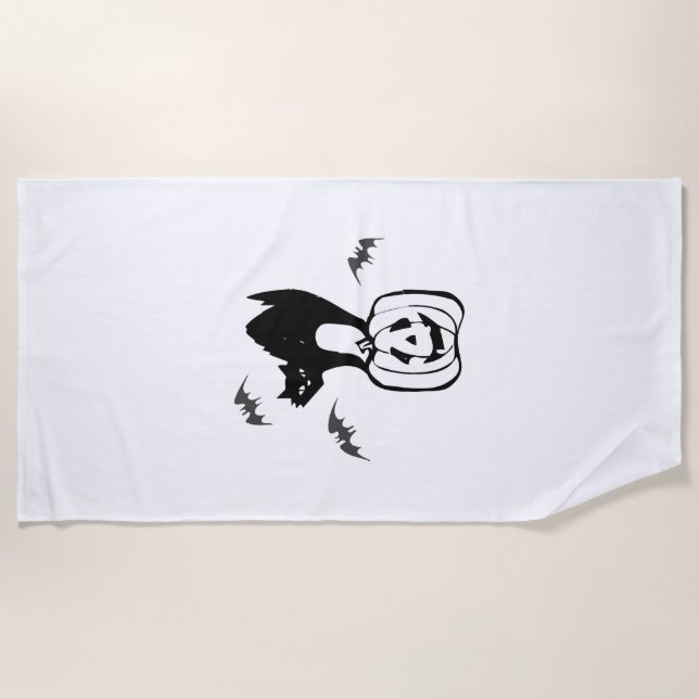 bats cat pumpkin halloween beach towel (Front)