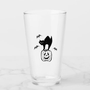 bats cat pumpkin halloween glass