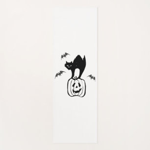 bats cat pumpkin halloween yoga mat