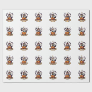 Bats Cats Pumpkins Halloween Witch Cat Spooky Tree Wrapping Paper