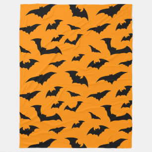 Bats Everywhere Orange Halloween Plush Fleece Blanket