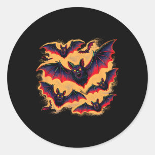 Bats Flying Halloween Creepy Night Fall Fun Tee Classic Round Sticker