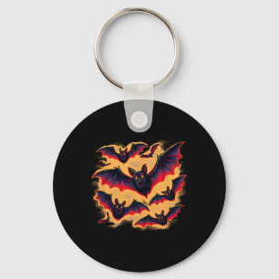 Bats Flying Halloween Creepy Night Fall Fun Tee  Key Ring