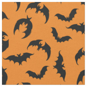 Bats Gothic Halloween Orange Fabric