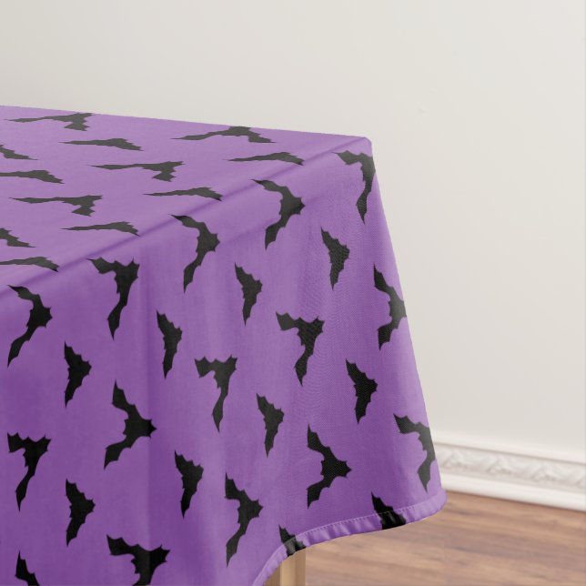 bats halloween purple tablecloth (In Situ)