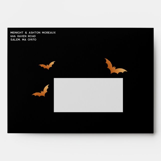 Bats Halloween Wedding Save The Date Black Envelope (Front)