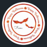 Bats Happy Halloween Orange Shine Party Treat Classic Round Sticker<br><div class="desc">Bats Happy Halloween Orange Shine Party Treat Stickers</div>