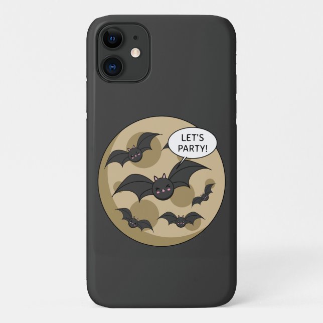 Bats Having Party on Full Moon Case-Mate iPhone Case (Back)