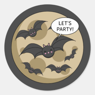 Bats Having Party on Full Moon Classic Round Sticker