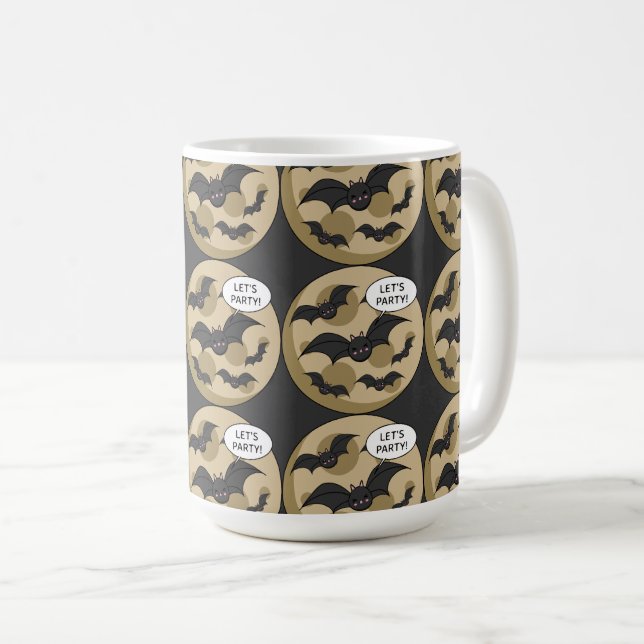 Bats Having Party on Full Moon Coffee Mug (Front Right)