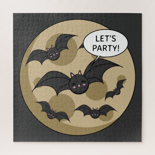 Bats Having Party on Full Moon Jigsaw Puzzle (Vertical)