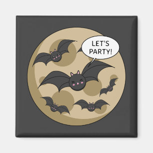 Bats Having Party on Full Moon Magnet