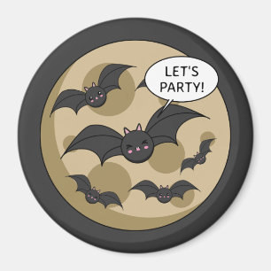 Bats Having Party on Full Moon Magnet