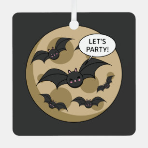 Bats Having Party on Full Moon Metal Tree Decoration
