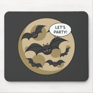 Bats Having Party on Full Moon Mouse Pad