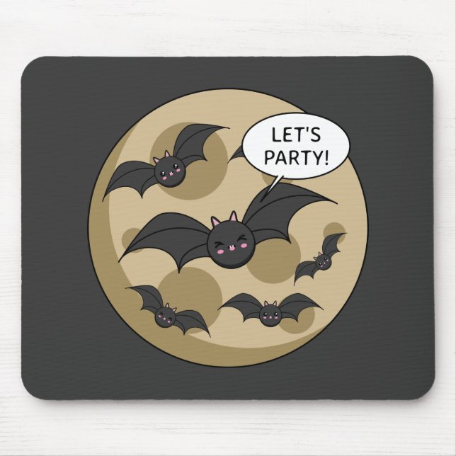 Bats Having Party on Full Moon Mouse Pad (Front)