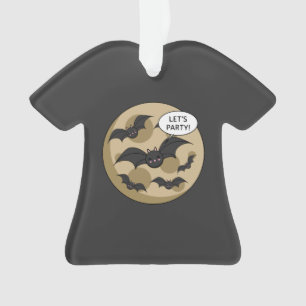 Bats Having Party on Full Moon Ornament