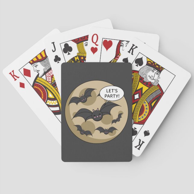 Bats Having Party on Full Moon Playing Cards (Back)
