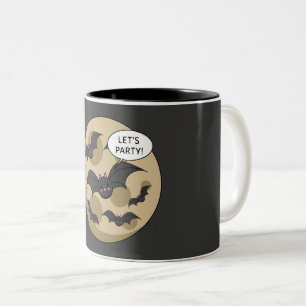 Bats Having Party on Full Moon Two-Tone Coffee Mug