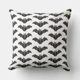 Bats in Flight in Black and White Cushion