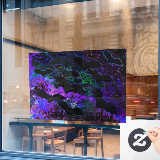 Bats In Flight Neon Purple (Cafe Window)