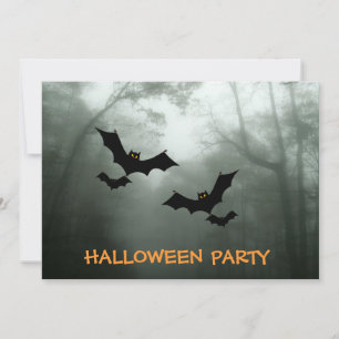 Bats in Spooky Trees Halloween Party Invitation