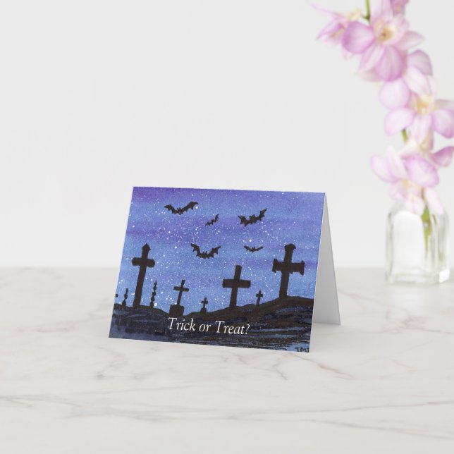 Bats in the Graveyard Card (Orchid)