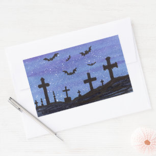 Bats in the Graveyard Rectangular Sticker
