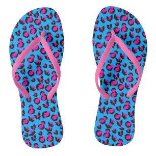 Bats Leopard Print Blue Purple Black Flip Flops
