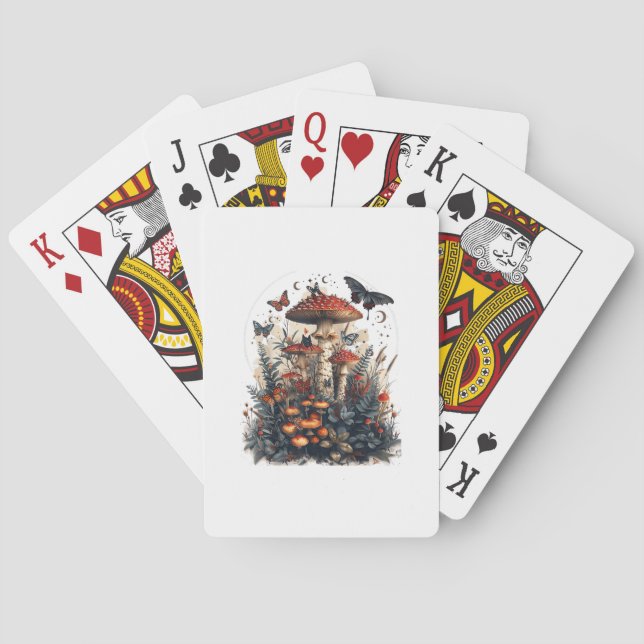 Bats N Mushroom Moon Goblincore Playing Cards (Back)