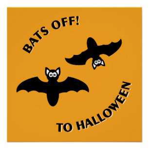 Bats Off To Halloween Orange Poster